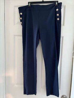 Nautica Navy Straight Leg Pants with Silver Buttons
